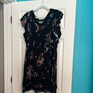 Johnny Was Black Floral Mini Dress